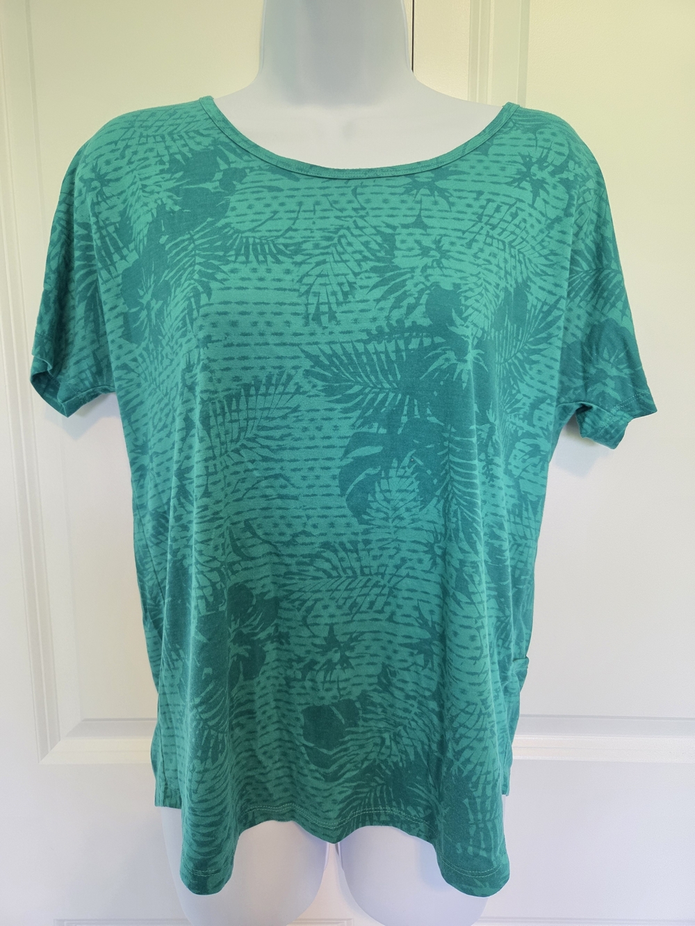 Xersion Teal Green Short-Sleeve Tropical Print Tee